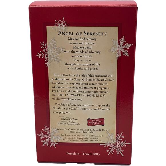Hallmark Keepsake 2003 Angel of Serenity Collectible Christmas Ornament in Box - Picture 2 of 7